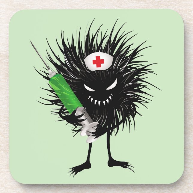 Evil Nurse Monster Art – Gothic Cartoon with Syrin Beverage Coaster (Front)