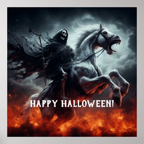 Evil Pale Horse and Death Halloween Poster