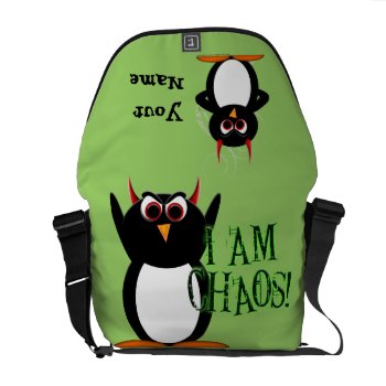 Evil Penguin Chaos Rickshaw Messenger Bag by audrart at Zazzle