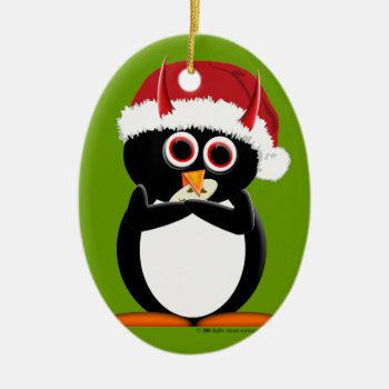 Evil Penguin Christmas Ornament by audrart at Zazzle