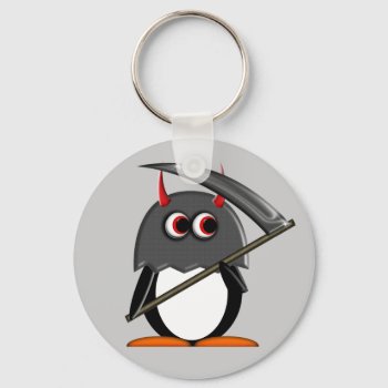 Evil Penguin™ Cute Executioner Key Chain by audrart at Zazzle