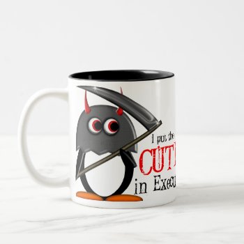Evil Penguin™ Cute Executioner Mug by audrart at Zazzle