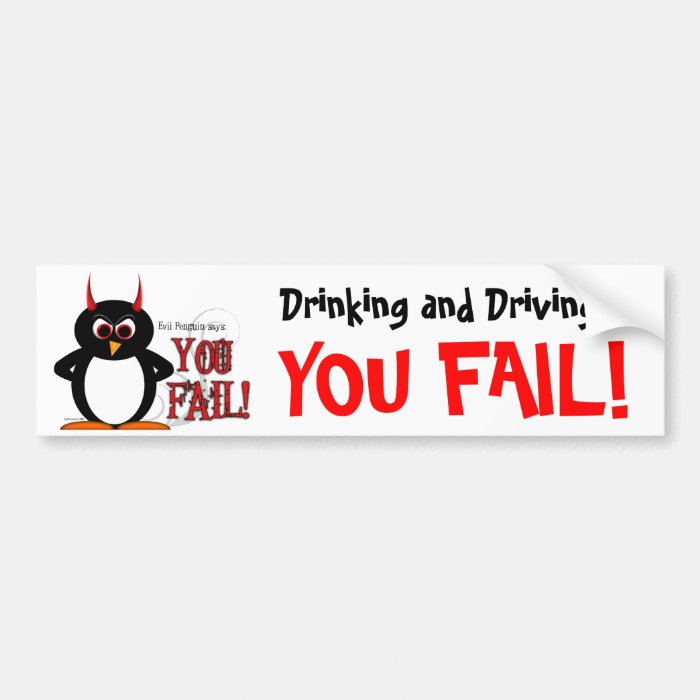 Evil Penguin Drinking & Driving Bumper Stickers