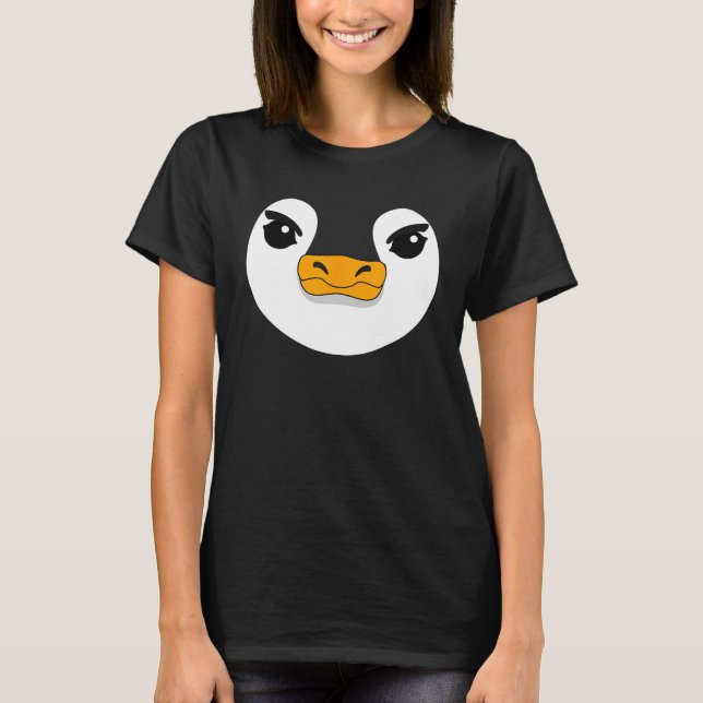 Evil Penguin Face Halloween Costume  Penguin T-Shirt (Front)