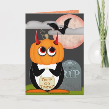 Evil Penguin Halloween Card by audrart at Zazzle