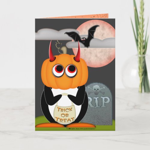 Evil Penguin Halloween Card