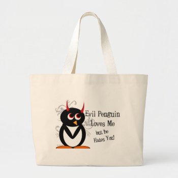Evil Penguin In Love Tote Bag by audrart at Zazzle