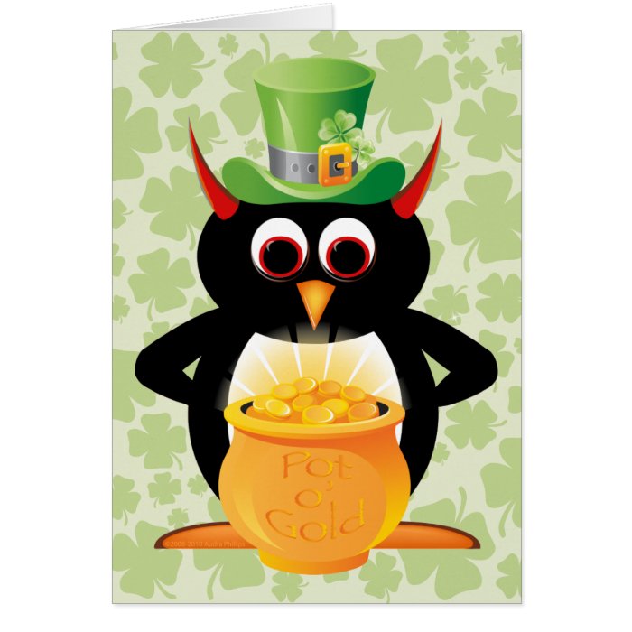 Evil Penguin Leprechaun Card