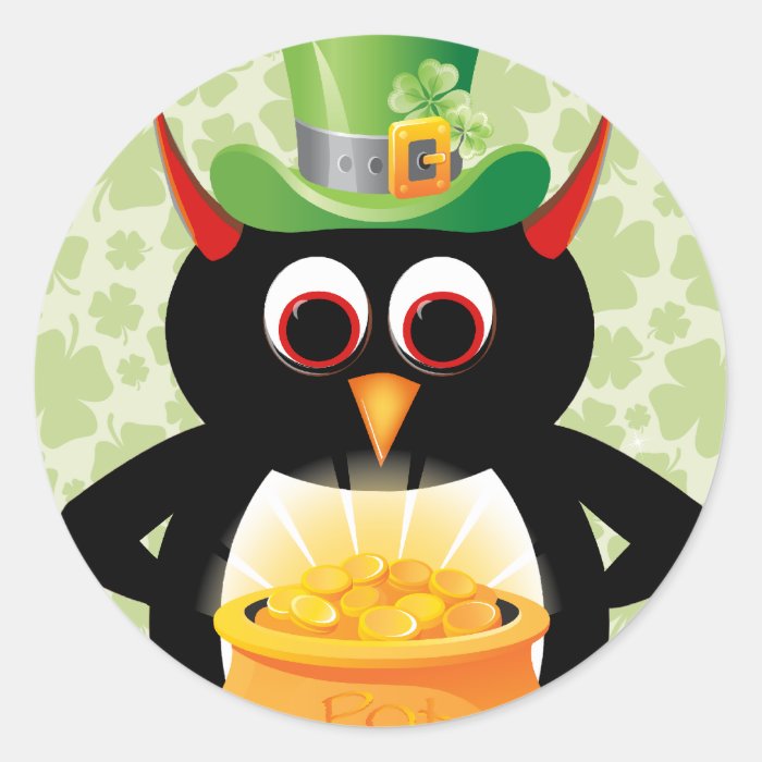 Evil Penguin Leprechaun Stickers