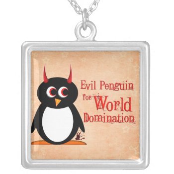 Evil Penguin™ Necklaces by audrart at Zazzle