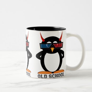Evil Penguin™ Old School 3d Mug by audrart at Zazzle