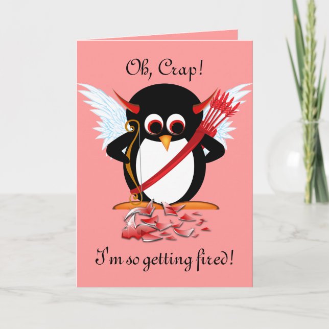 Evil Penguin OOPS Valentine Card (Front)