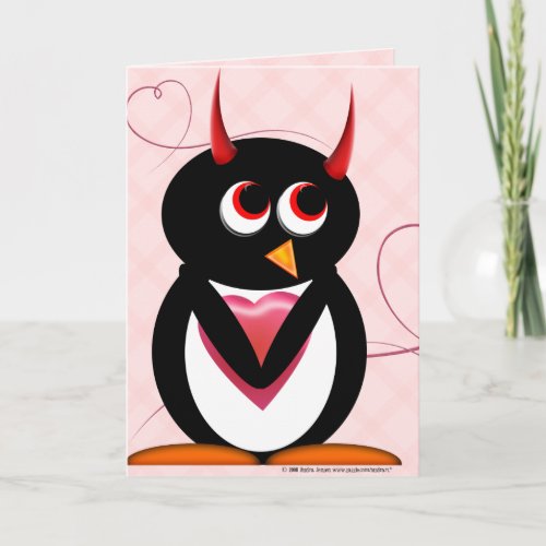 Evil Penguin Valentines Day Card