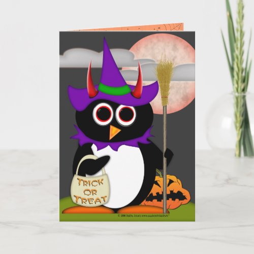 Evil Penguin Witch Card