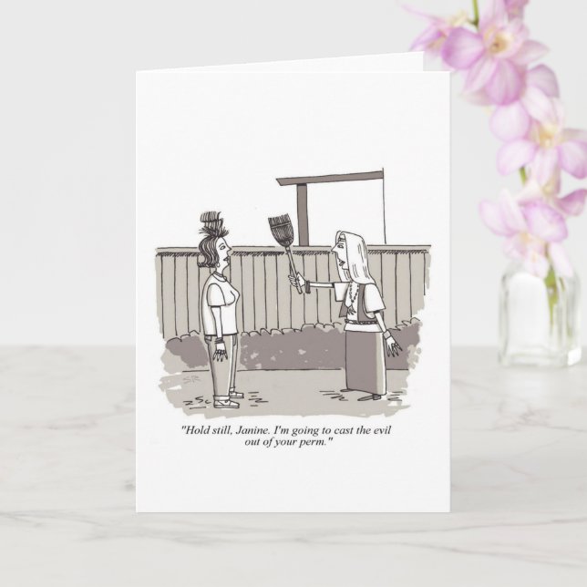 Evil Perm greeting card (Orchid)