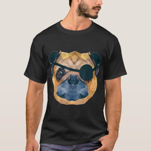 Evil Pet Pug Pirate Dog w Eye Patch T_Shirt