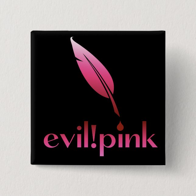 evil pink pinback button (Front)
