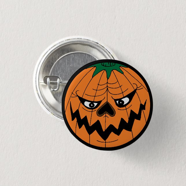 Evil Pumpkin Creepy Kids Halloween Party Button (Front & Back)