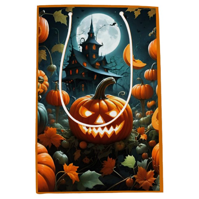 Evil pumpkin orange medium gift bag (Front)