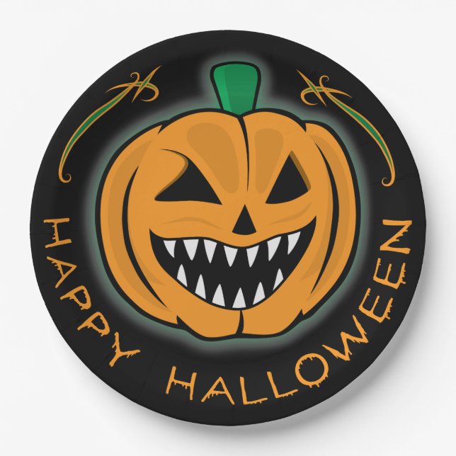 Evil Pumpkin Paper Plates (Front)
