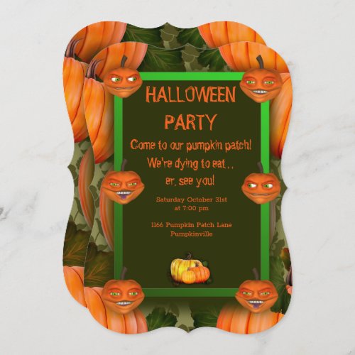Evil Pumpkin Patch Halloween Party Invitation