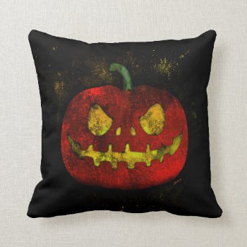 Evil Pumpkin Throw Pillow by BamalamArt at Zazzle