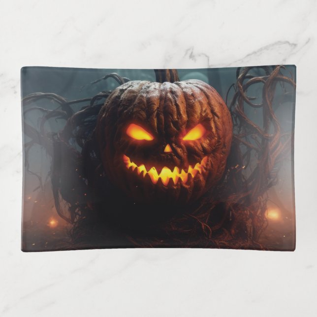 Evil Pumpkin Trinket Tray (Front)