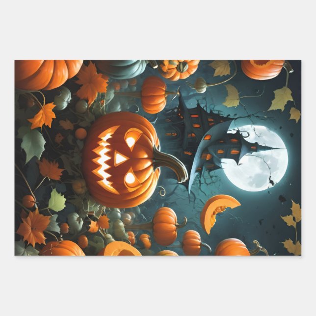 Evil pumpkin wrapping paper sheets (Front)