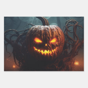 Evil Pumpkin Wrapping Paper Sheets