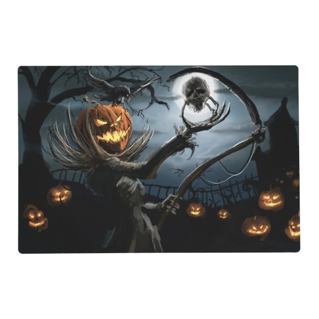 Evil Pumpkinhead Halloween Placemat (Front)