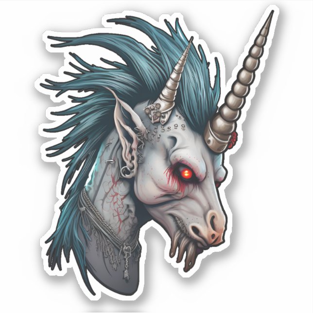 Evil Punk Unicorn  Sticker (Front)