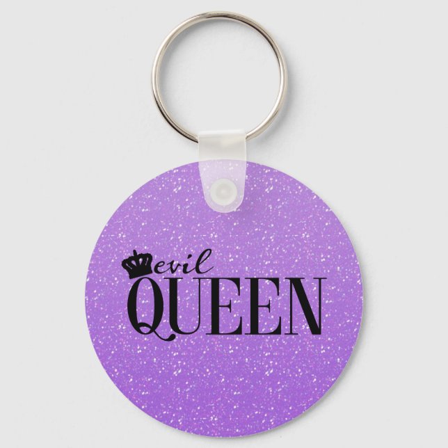 EVIL QUEEN Purple Glitter Glam Keychain (Front)