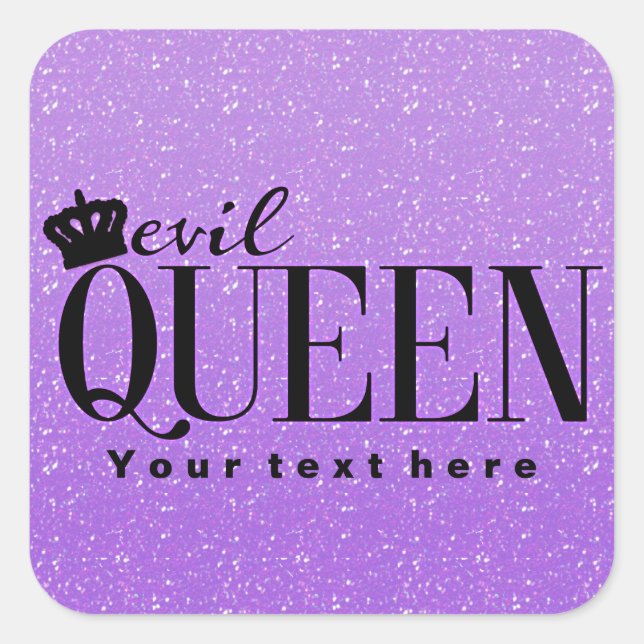 EVIL QUEEN Purple Glitter Glam Party Favor Sticker (Front)