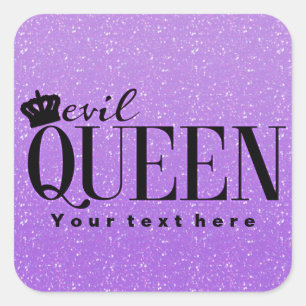 EVIL QUEEN Purple Glitter Glam Party Favor Sticker