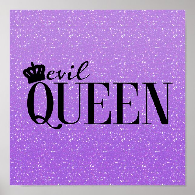EVIL QUEEN Purple Glitter Glam Typography Print (Front)