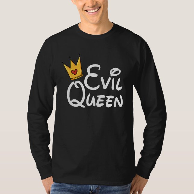 Evil Queen With Crown Black Halloween Costume Funn T-Shirt (Front)