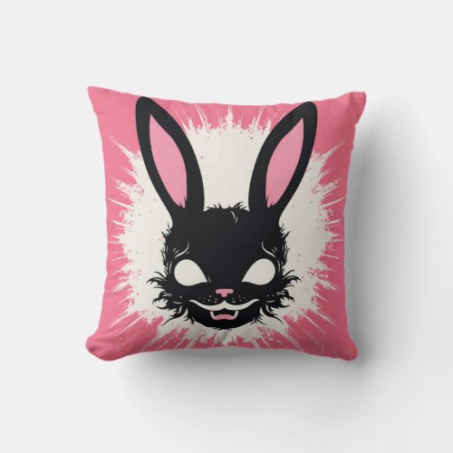 Evil Rabbit Throw Pillow