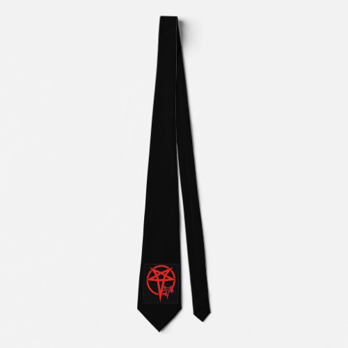 Evil Red Black Magic Pentagram Tie