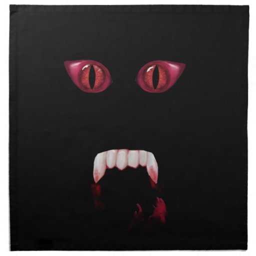 Evil Red Demon Eyes & Bloody Vampire Fangs Napkin | Zazzle