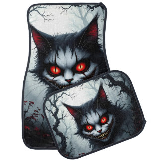 Evil Red-Eyed Gothic Cat Car Floor Mat
