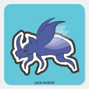 Evil Rhino Beetle Blue   Jack Kudos Square Sticker