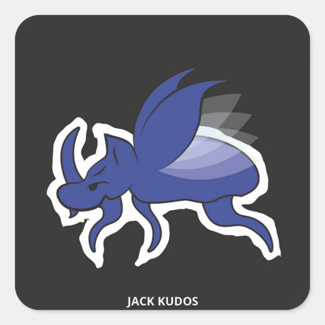 Evil Rhino Beetle Dark Grey | Jack Kudos Square Sticker (Front)