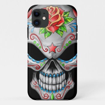 Evil Rose Sugar Skull Iphone 11 Case by JeffBartels at Zazzle