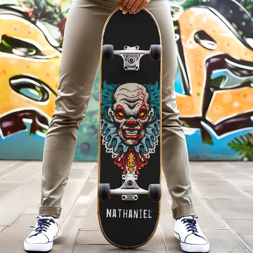 Evil Scary Clown Custom Name Skateboard