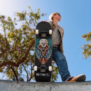 Evil Scary Clown Custom Name Skateboard