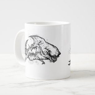 Evil Shark in Black Large Coffee Mug