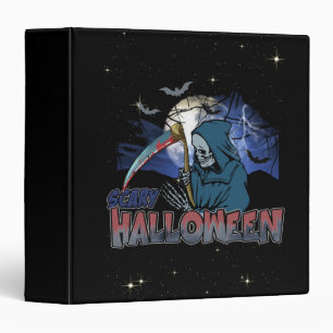Evil Skeleton In Scary Dark Night Halloween 3 Ring Binder
