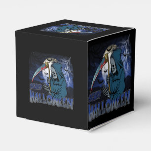Evil Skeleton In Scary Dark Night Halloween Favor Boxes