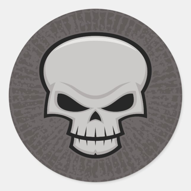 Evil Skull Design Classic Round Sticker (Front)