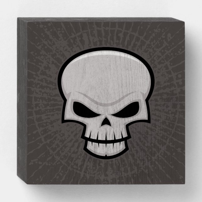 Evil Skull Design Wooden Box Sign (Front Horizontal)